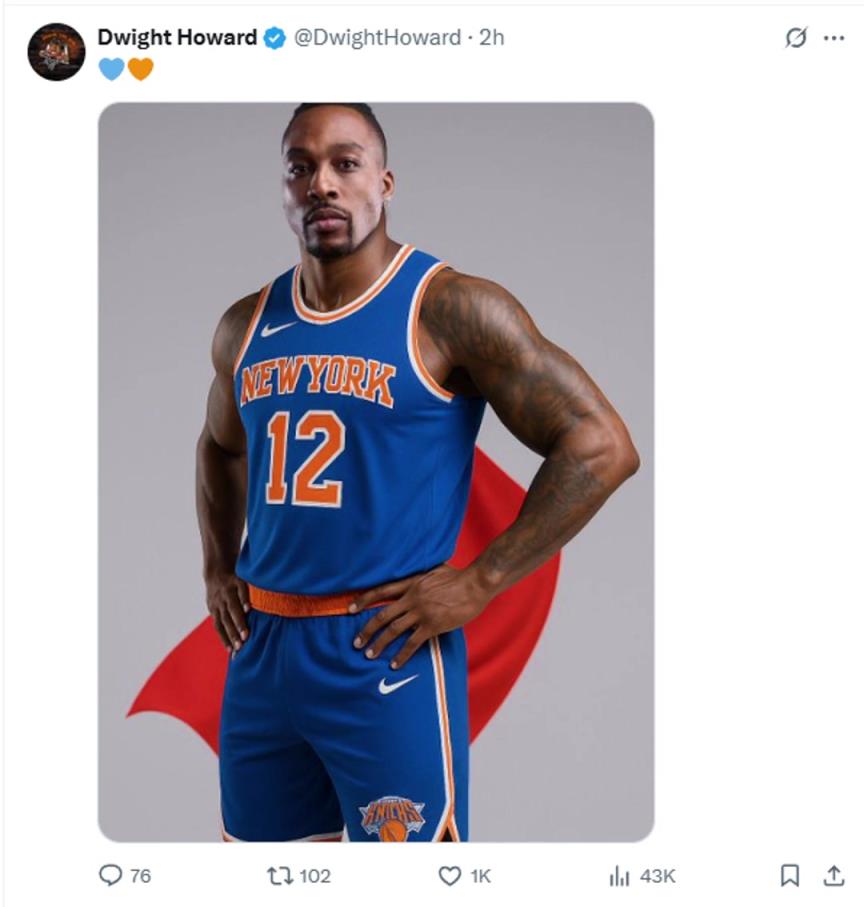 難道說？尼克斯步行者G4賽后 霍華德發(fā)推身披尼克斯戰(zhàn)袍